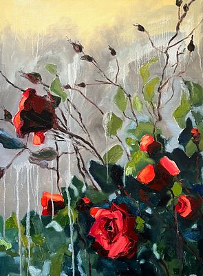 Олеся Новикова - Розы из моего сада. Холст, масло . Работа написана с натуры ранним летним утром. 