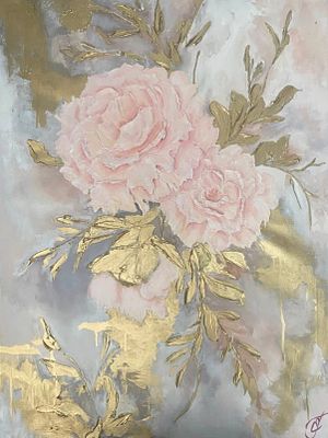 Екатерина Горбачева - Пионы. Текстурная паста, масло, поталь жидкая