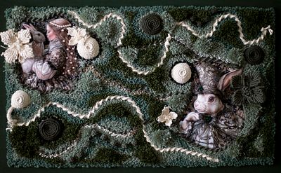 Гуля Маркелова - &laquo; Алиса в стране чудес&raquo;. Текстильная картина в смешанной технике: ковровая 