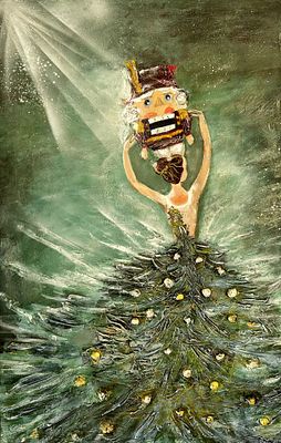 Наталия Самохина - Щелкунчик. Холст, акрил, текстурирующие средства, аэрозольные краски , поталь 