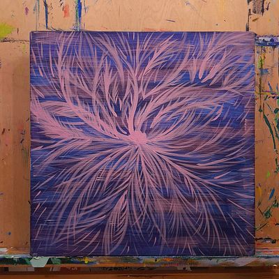 Миара - Закат. Холст на подрамнике 40&times;40; акрил, темпера, смешанная техника.