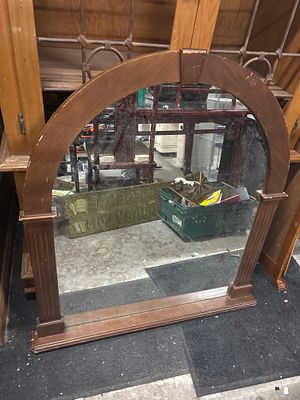 wooden framed mirror 38"wide by 43" high