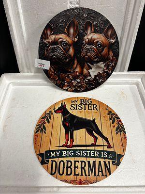 2 round top signs 8x8 inches