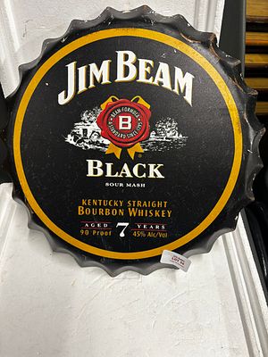 Jim beam tin bottletop sign 14x14 inches