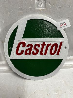Cast Castrol sign 7x7 inches