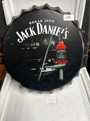 Jack Daniel’s tin bottletop sign 14x14 inches