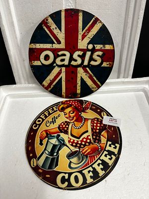 2 round top signs 8x8 inches