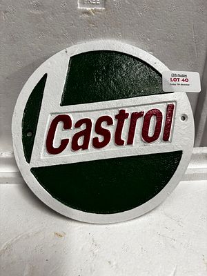 Cast Castrol sign 7x7 inches