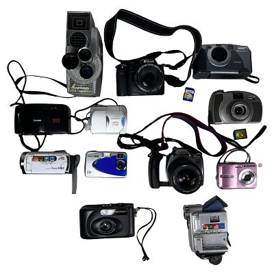 Vintage Camera & Camcorder Collection. Collection of vintage cameras and camcorders including a 
