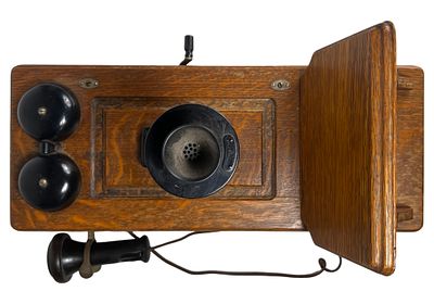 Antique Oak Hand Crank Wall Telephone / Phone. Antique American Electric Telephone Co. 
