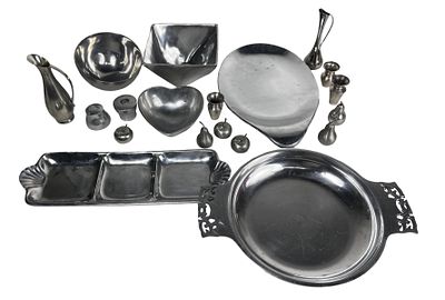 Vintage Aluminum Alloy Serving Pieces - Nambe. Collection of vintage aluminum alloy tableware 