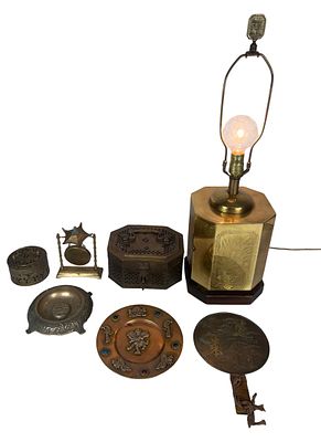 Chinese/ Oriental Decorative Brass Articles. Collection of Chinese/ Oriental inspired decorative 