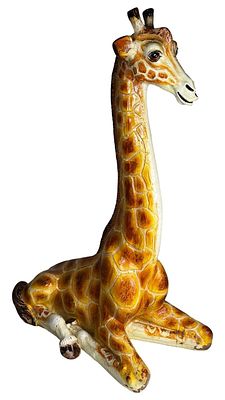 Large Hand-Painted Papier-Mache Giraffe Sculpture. Whimsical vintage oversized giraffe sculpture 