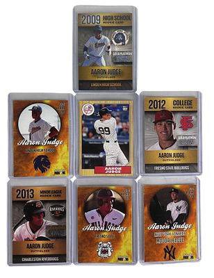 Aaron Judge Rookie Baseball Cards- Lot of 7. Seven Aaron Judge rookie baseball cards featuring 