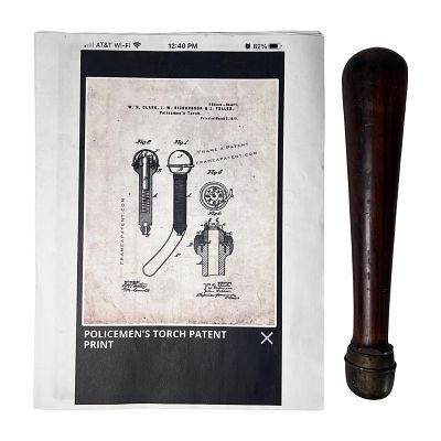 19th Century Police Billy Club with Built-In Torch. Antique late 19th-century police billy club 