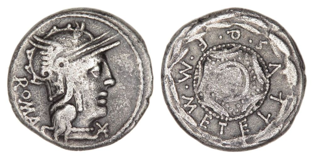 Lot 1: Roman Republic, M Caeacilius Q.f. Metellus Denarius. 127...