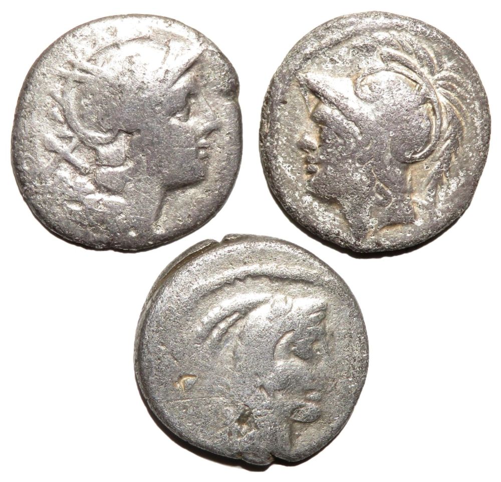 Lot 12: Republican Silver Denarius (3). Circa 2nd-1st century BC....