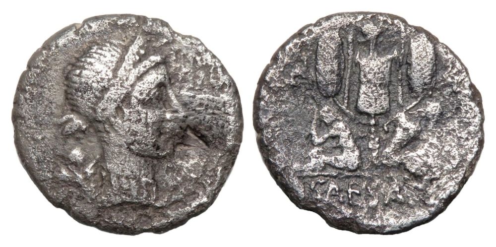 Lot 16: Julia Caesar Denarius. Spain, 46-45 BC. Silver, 3.30g....