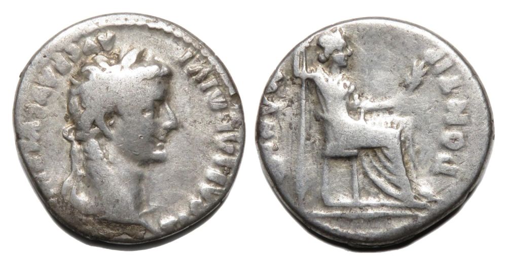 Lot 21: Tiberius Denarius. (Tribute Penny). Lugdunum, after AD 16....