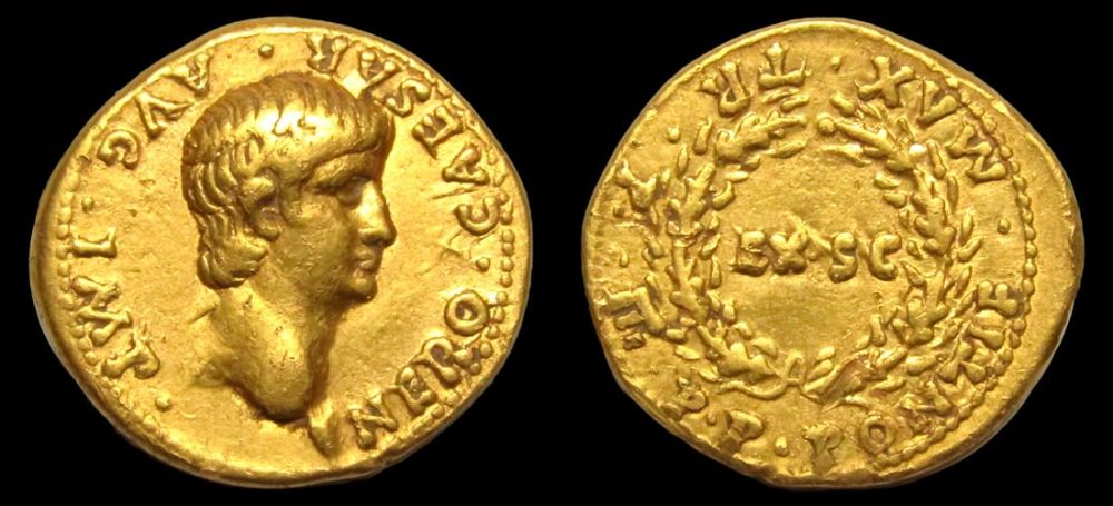 Lot 25: Nero Gold Aureus. 7.62g. 19.75 mm. Mint of...