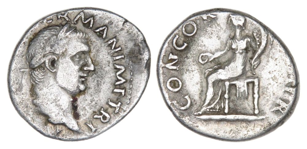 Lot 28: Vitellius Denarius. Rome, April-May, AD 69. Silver, 18.31...