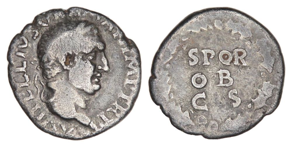 Lot 29: Vitellius Denarius. Rome, May-July AD 69. Silver, 18.22...