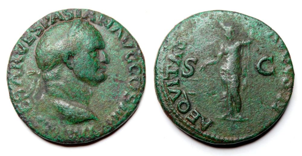 Lot 30: Vespasian As. Rome, AD 71. Copper, 27.30mm 10.65g....