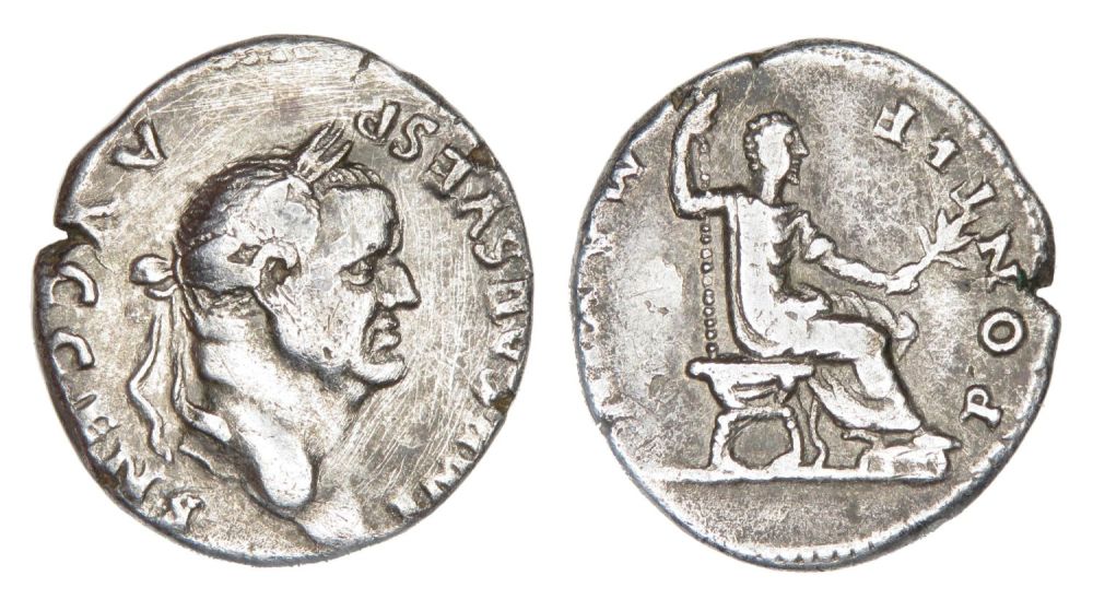 Lot 31: Vespasian Denarius. Rome, AD 73. Silver, 18.81 mm...