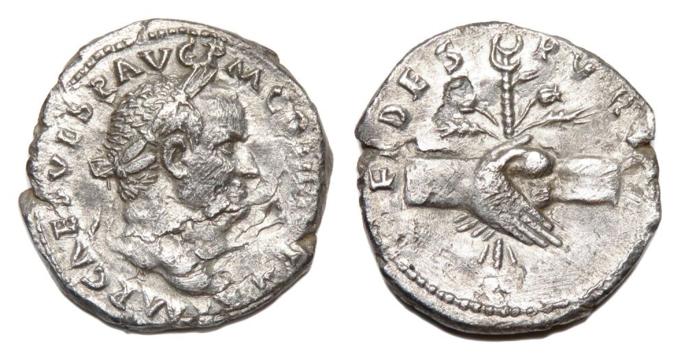 Lot 32: Vespasian Denarius. Rome, AD 73. Silver, 19.36 mm...