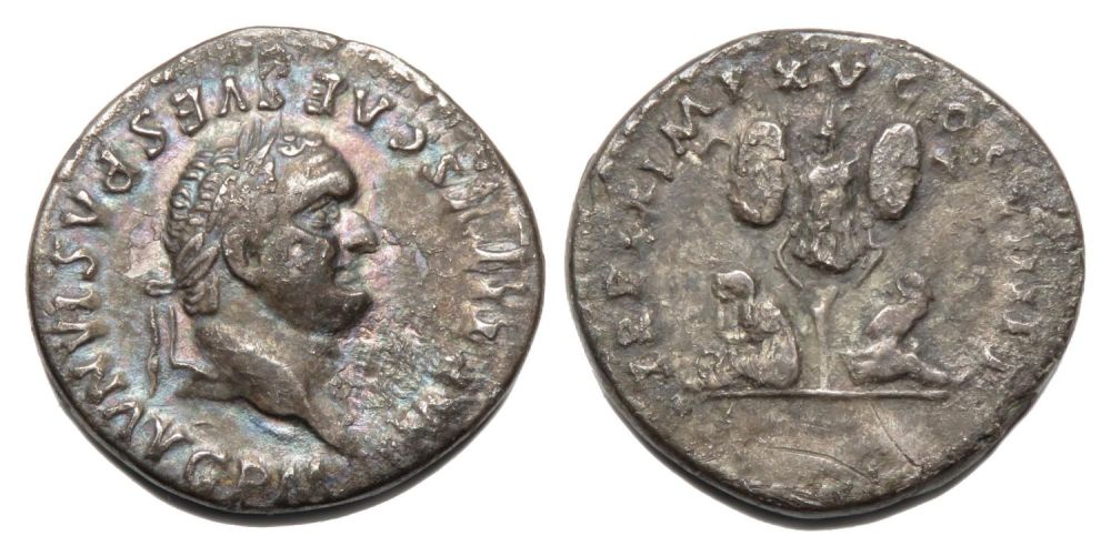 Lot 37: Titus Silver Denarius. Rome, AD 80. Silver, 2.73g....