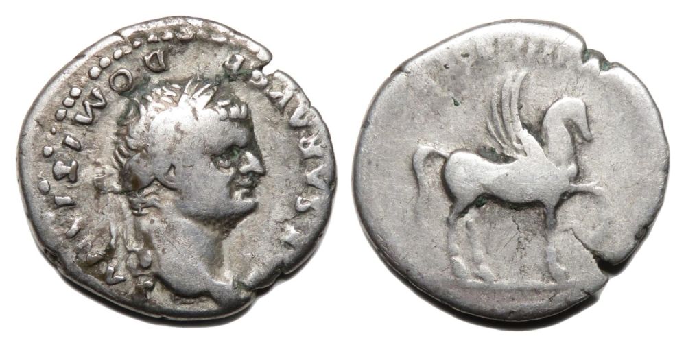 Lot 45: Domitian Denarius. Rome, AD 76. Silver, 3.21g. 19.48...