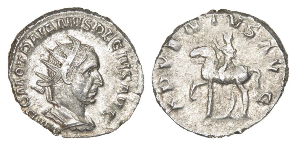 Lot 52: Trajan Decius Antoninianus. Rome, AD 250. Silver, 4.51g....
