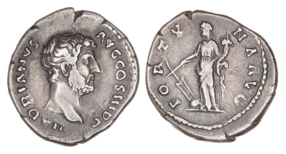 Lot 59: Hadrian Denarius. Rome, AD 133. Silver, 19.21 mm...