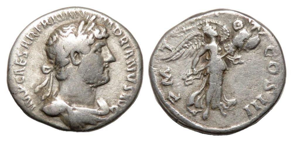 Lot 63: Hadrian Denarius. Rome, AD 123. Silver, 2.88g. 17.87...