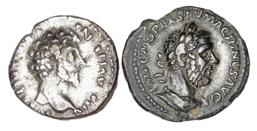 Lot 89: Two Roman Denarius. Marcus Aurelius & Macrinus, R....