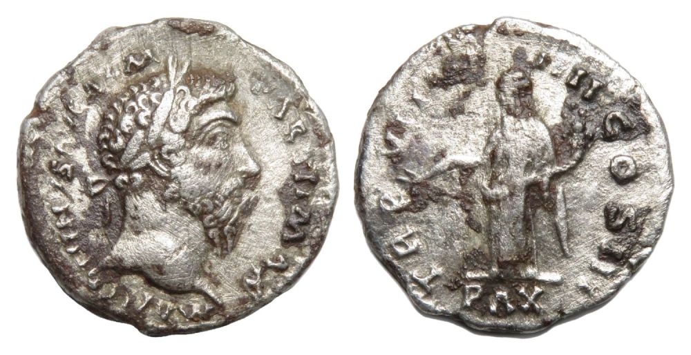 Lot 90: Marcus Aurelius Denarius. Rome, AD 166. Silver, 18.64mm...