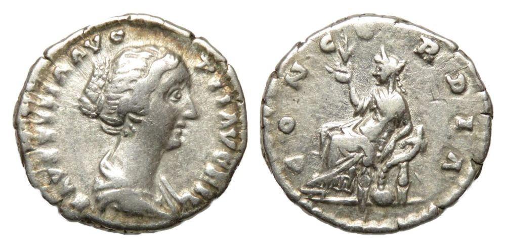 Lot 100: Faustina Junior Silver Denarius. Rome, AD 154-6. Silver,...