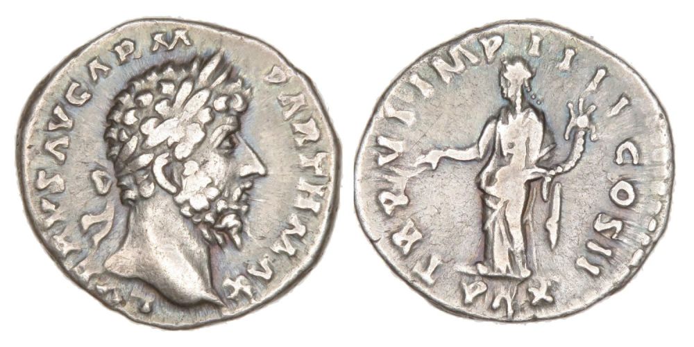 Lot 103: Lucius Verus Denarius. Rome, AD 166. Silver, 18.49...