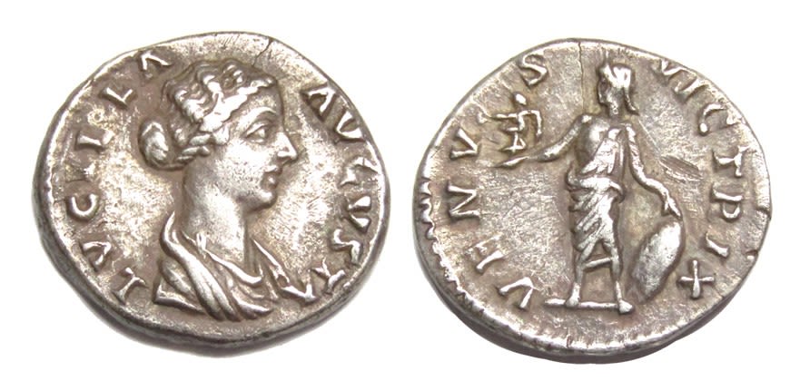 Lot 105: Lucilla Denarius. Rome, AD 166-9. Silver, 2.58g. 17.90...