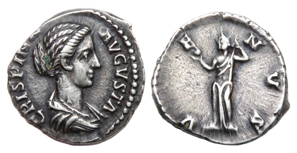 Lot 111: Crispina Denarius. Rome, AD 180-82. Silver, 17.99 mm...