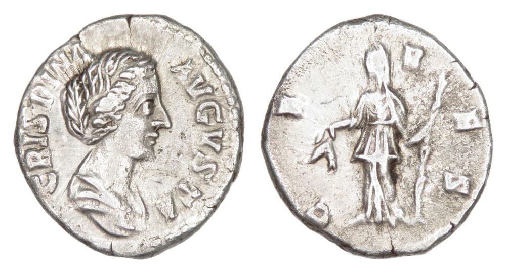 Lot 112: Crispina Denarius. Rome, AD 180-82. Silver, 18.03 mm...