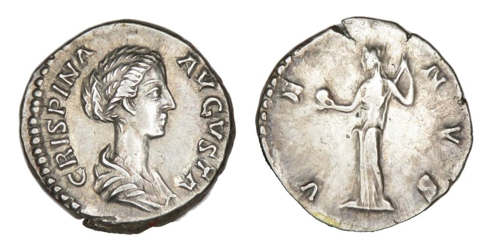 Lot 113: Crispina Denarius. Rome, AD 180-2. Silver, 19mm, 2.5g....