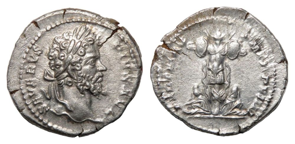 Lot 115: Septimius Severus Denarius. Silver, 2.12g. 20.38 mm. Laureate...