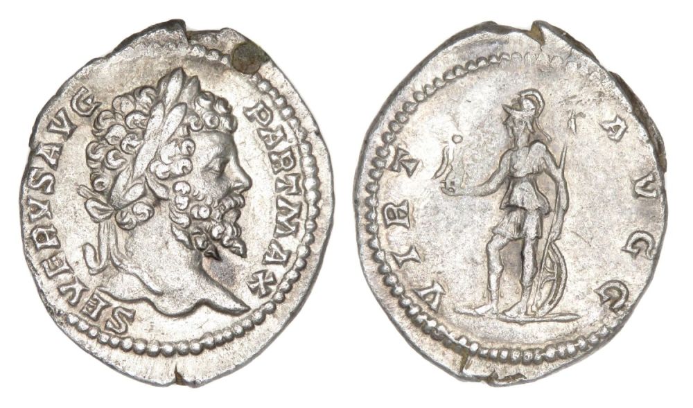 Lot 117: Septimius Severus Denarius. Rome, AD 200. Silver, 20.49...