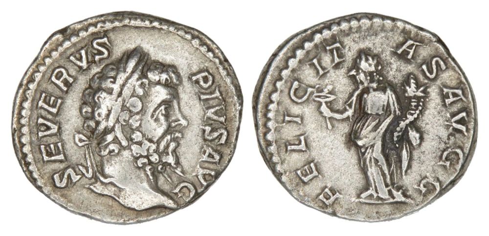 Lot 119: Septimius Severus Denarius. Rome, AD 205. Silver, 3.07g....