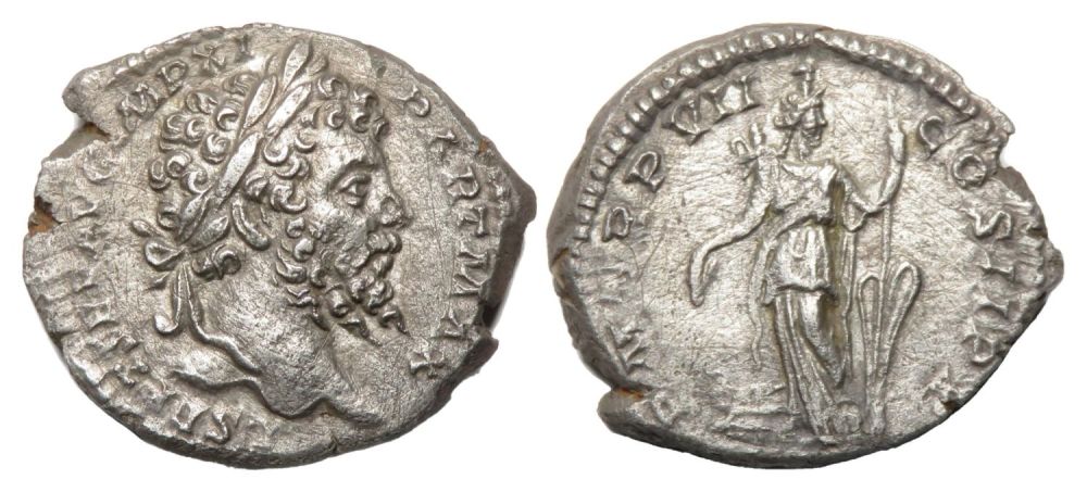 Lot 122: Septimius Severus Denarius. Rome, AD 199. Silver, 2.08g....