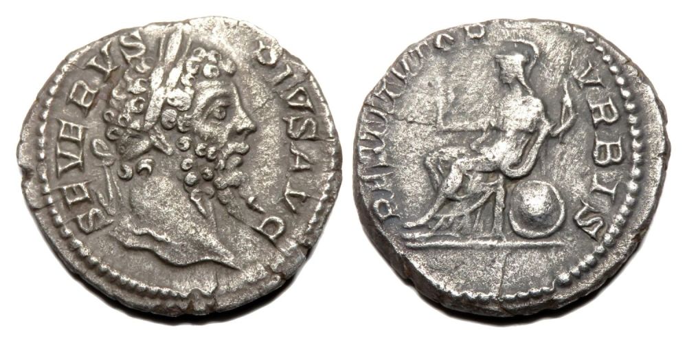 Lot 125: Septimius Severus Denarius. Rome, AD 207. Silver, 2.00g....