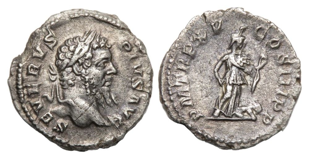 Lot 127: Septimius Severus Denarius. Rome, AD 207. Silver, 1.81g....