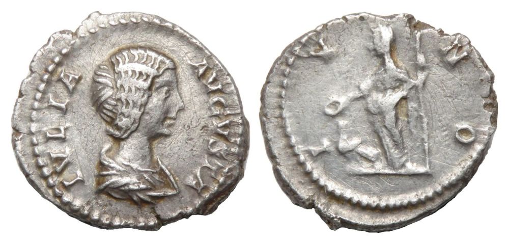 Lot 130: Julia Domna Denarius. Rome, AD 209. Silver, 2.04g....