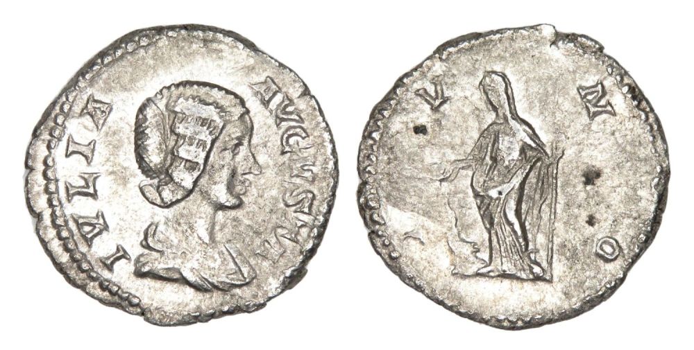 Lot 132: Julia Domna silver Denarius. Rome, AD 209. Silver,...